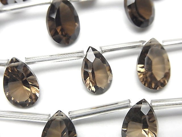 Hochwertiger Rauchquarz AAA Birnenform Konvex geschliffen 12x8mm halb oder 1 Strang Perlen (8 Stück)