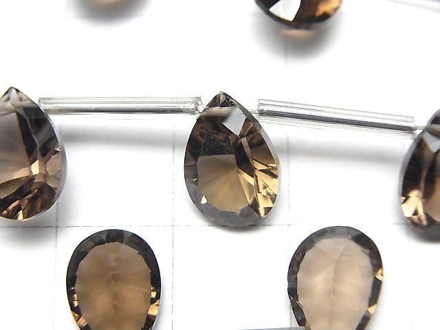 Hochwertiger Rauchquarz AAA Birnenform Konvex geschliffen 12x8mm halb oder 1 Strang Perlen (8 Stück)