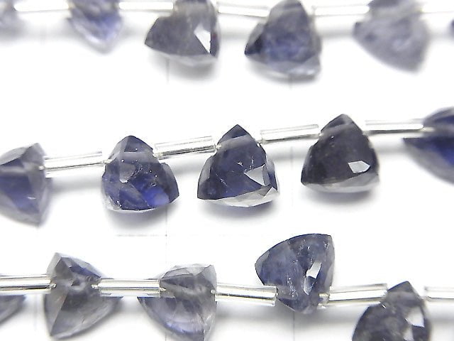 Hochwertiger Iolith AA++ 3D Dreieck Schnitt 6x6x6mm 1strang Perlen (18 Stück)