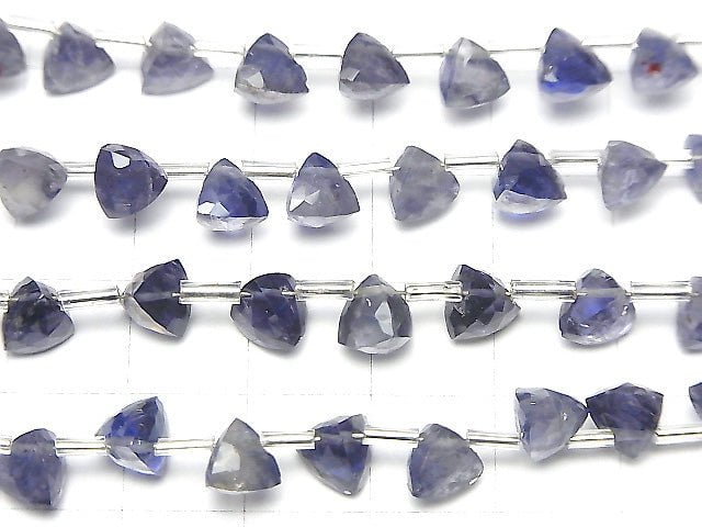 Hochwertiger Iolith AA++ 3D Dreieck Schnitt 6x6x6mm 1strang Perlen (18 Stück)