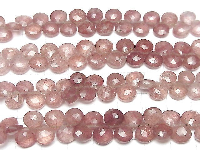 Hochwertiger rosa Epidot AA++ Kastanie facettierte Briolette halbe oder 1 Strang Perlen (ca. 7 Zoll / 18 cm)