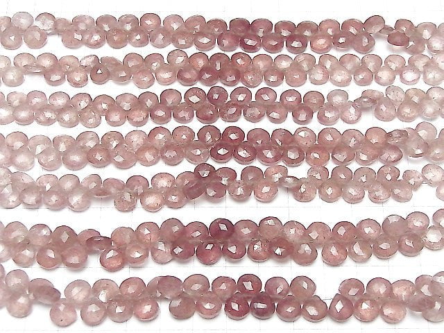 Hochwertiger rosa Epidot AA++ Kastanie facettierte Briolette halbe oder 1 Strang Perlen (ca. 7 Zoll / 18 cm)