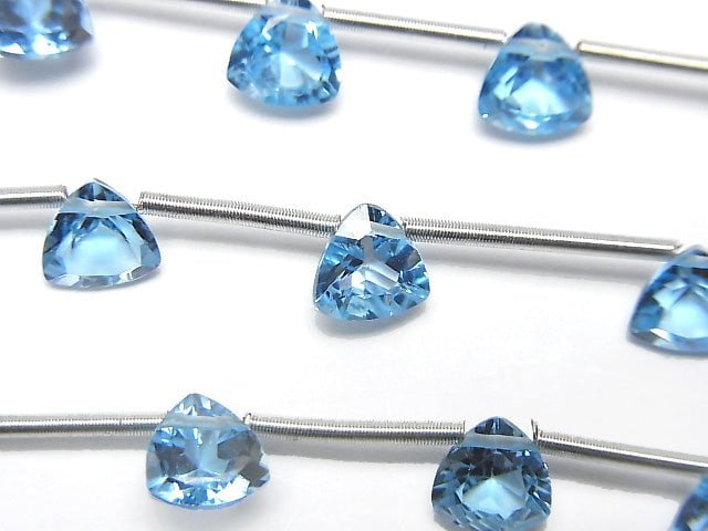 Hochwertiger Schweizer Blauer Topas AAA- Dreieckig Facettiert 6x6mm 1 Strang Perlen (8 Stück)