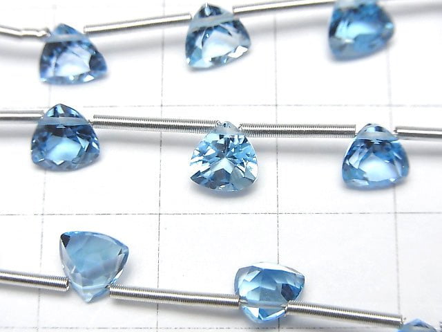 Hochwertiger Schweizer Blauer Topas AAA- Dreieckig Facettiert 6x6mm 1 Strang Perlen (8 Stück)