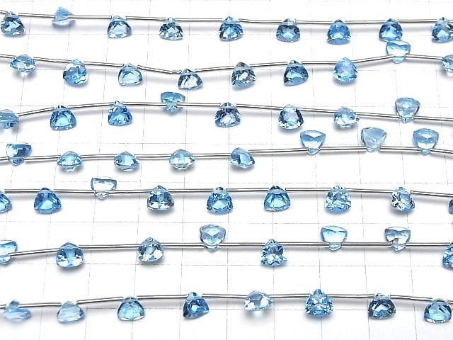Hochwertiger Schweizer Blauer Topas AAA- Dreieckig Facettiert 6x6mm 1 Strang Perlen (8 Stück)