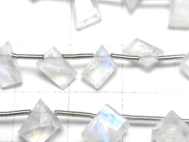 頂級七彩月光石 AA++ 特殊切割刻面半串或一串珠子 (約 7 吋 / 18 公分)