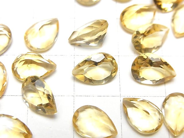 高品質黃水晶 AAA 裸石 梨形 切面 10x7毫米 5顆