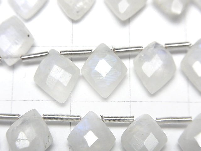 Hochwertiger Regenbogen-Mondstein AAA Diamantform 10x8mm halbe oder 1Strang Perlen (22Stk)