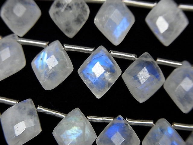 Hochwertiger Regenbogen-Mondstein AAA Diamantform 10x8mm halbe oder 1Strang Perlen (22Stk)