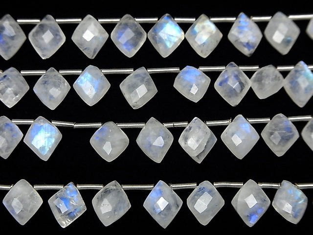 Hochwertiger Regenbogen-Mondstein AAA Diamantform 10x8mm halbe oder 1Strang Perlen (22Stk)