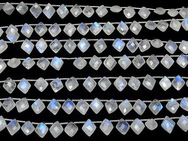 Hochwertiger Regenbogen-Mondstein AAA Diamantform 10x8mm halbe oder 1Strang Perlen (22Stk)