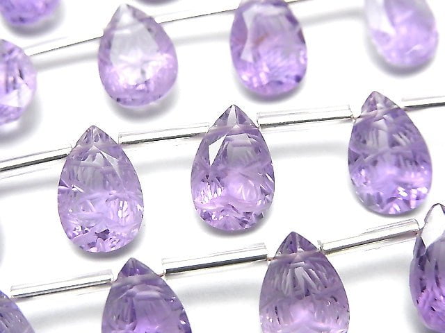 高品質紫水晶 AAA- 雕刻梨形刻面 12x8mm 1串珠子 (8顆)