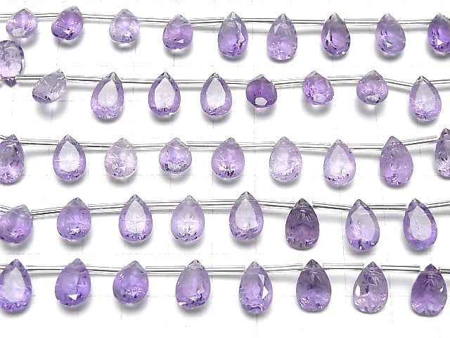 Hochwertiger Amethyst AAA- geschnitzte Tropfenform facettiert 12x8mm 1 Strang Perlen (8 Stück)