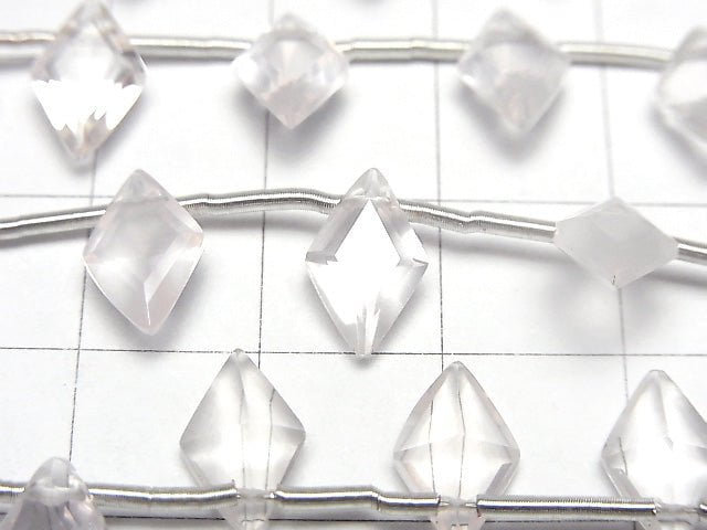 High Quality Rose Quartz AAA Diamond Faceted 11x7mm 1strand (8pcs)
