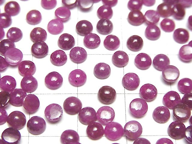 Indien Hochwertiger Rubin AA++ Runde Cabochon 4 x 4 mm 10 Stück