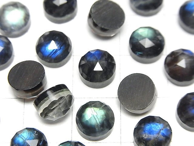 Onyx x Labradorit x Kristall AAA- Rund Rosen-Schliff 8x8mm 3 Stück