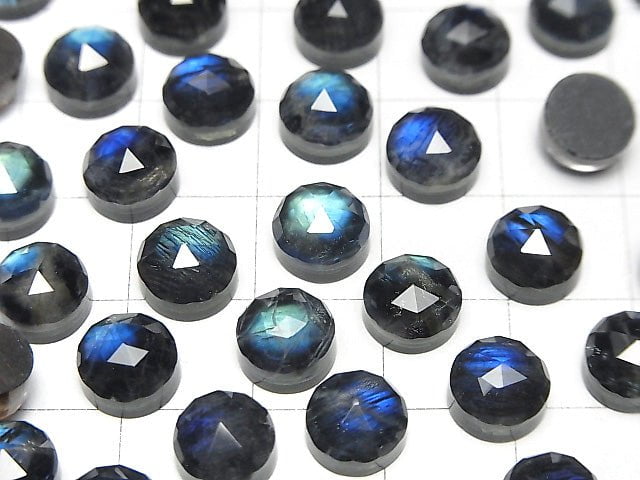 Onyx x Labradorit x Kristall AAA- Rund Rosen-Schliff 8x8mm 3 Stück