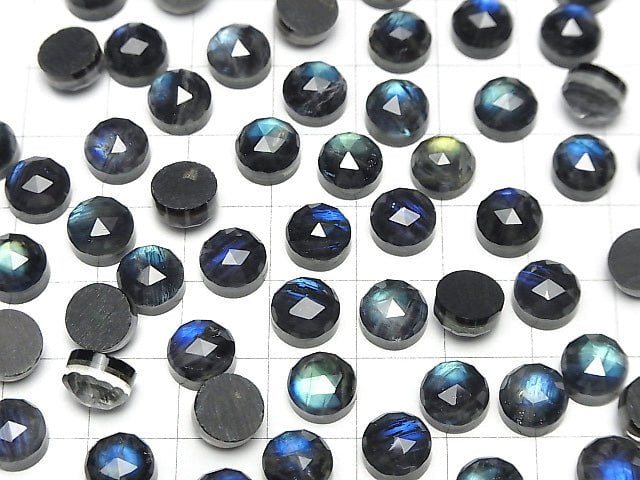 Onyx x Labradorit x Kristall AAA- Rund Rosen-Schliff 8x8mm 3 Stück