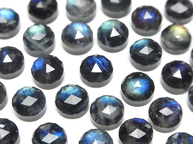 Onyx x Labradorit x Kristall AAA- Rund Rosen-Schliff 8x8mm 3 Stück