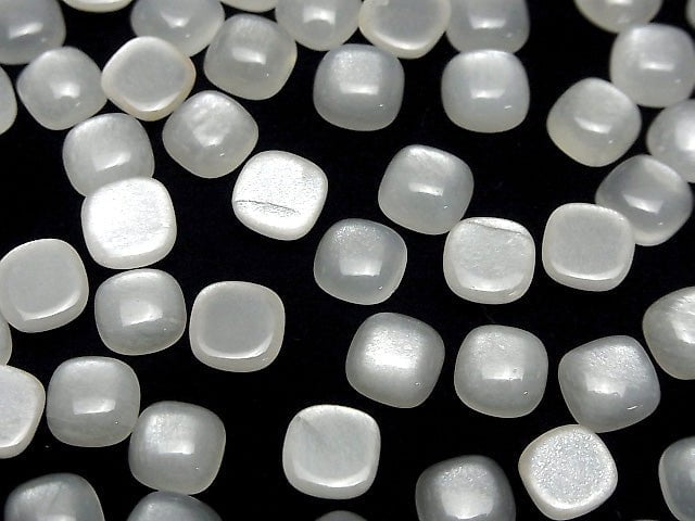 Weißer Mondstein AAA Quadrat Cabochon 8x8mm 5 Stück