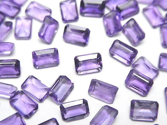 高品質紫水晶 AAA 級 - 矩形刻面裸石 6x4 公釐 5 顆