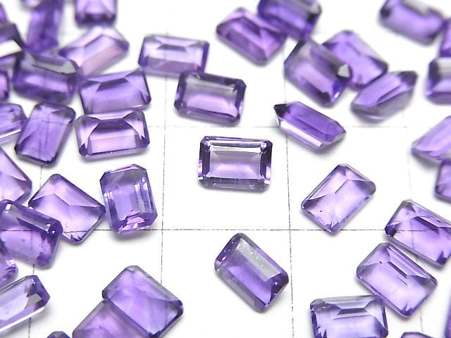 高品質紫水晶 AAA 級 - 矩形刻面裸石 6x4 公釐 5 顆