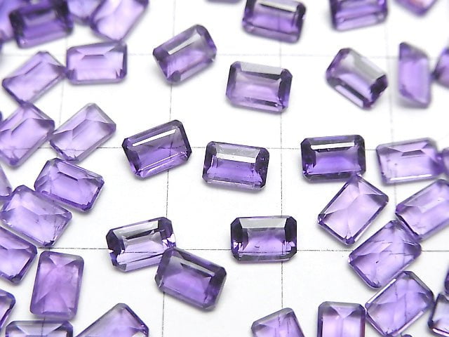 Hochwertiger Amethyst AAA-lose Stein Rechteck Facettiert 6x4mm 5 Stück