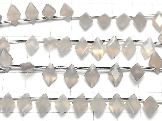 Hochwertiger grauer Onyx AAA Diamant facettiert 11x7mm halb oder 1strang Perlen (18 Stück)