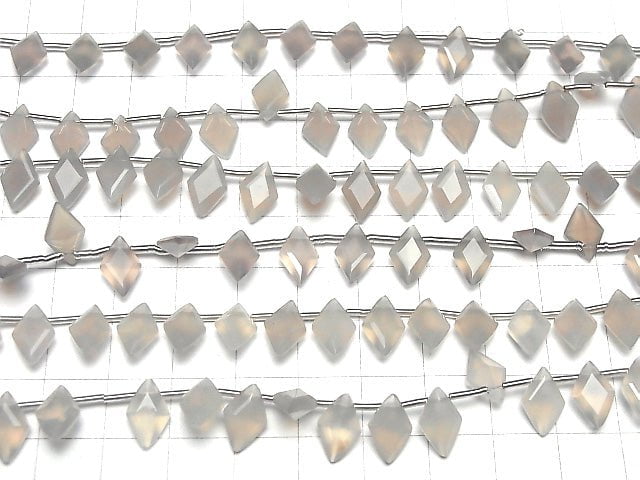 Hochwertiger grauer Onyx AAA Diamant facettiert 11x7mm halb oder 1strang Perlen (18 Stück)
