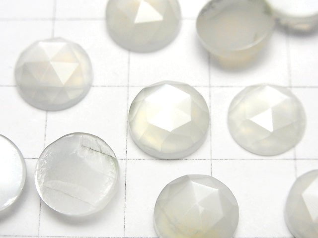 Hochwertiger Weißer Mondstein AAA Rund Rosenschliff 10x10mm 2Stücke