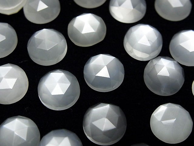 Hochwertiger Weißer Mondstein AAA Rund Rosenschliff 10x10mm 2Stücke