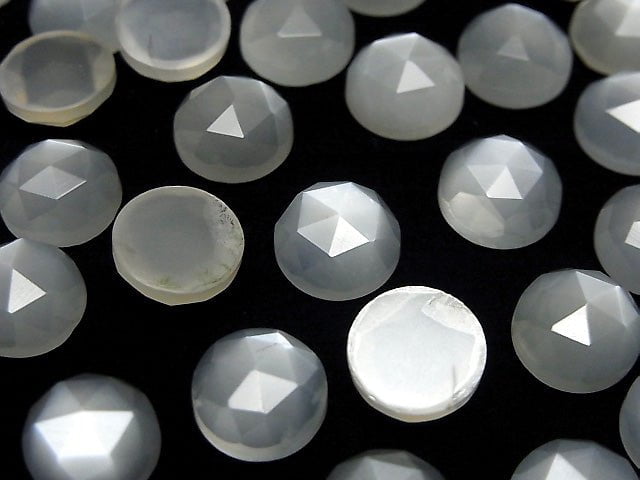 Hochwertiger Weißer Mondstein AAA Rund Rosenschliff 10x10mm 2Stücke