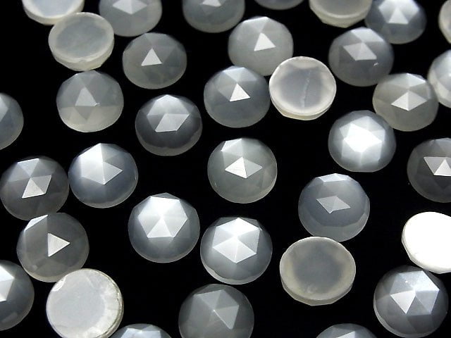Hochwertiger Weißer Mondstein AAA Rund Rosenschliff 10x10mm 2Stücke