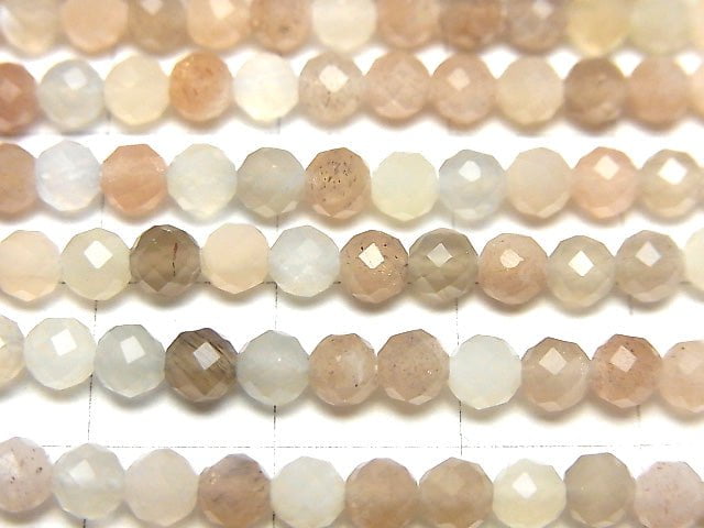 Hochwertig! Multicolor Mondstein AAA 32 facettiert Rund 4 mm 1 Strang Perlen (ca. 15 Zoll / 37 cm)