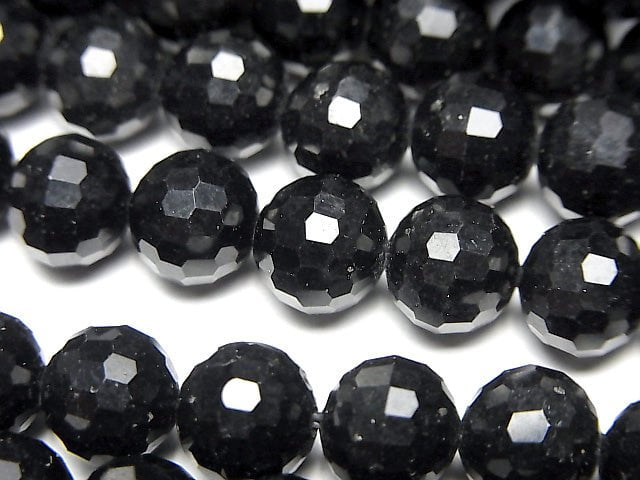 High Quality! Onyx Faceted Round 8mm 1strand beads (aprx.15inch/37cm)