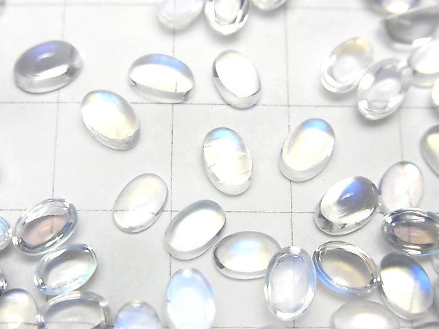 High Quality Rainbow Moonstone AAA++ Oval Cabochon 6x4mm 3pcs