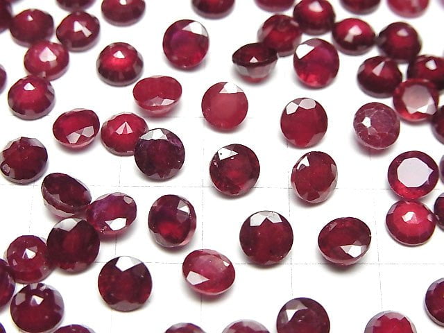 Rubin AA++ Lose Stein Rund Facettiert 6x6mm 3 Stk
