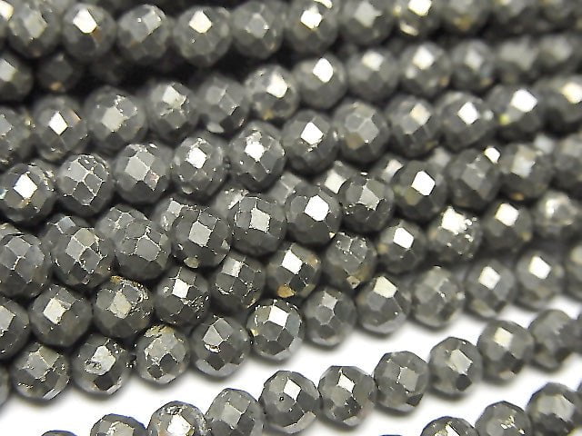 Hochwertig! Pyrit AAA- 32Facettierte Rund 4mm 1Strang Perlen (ca. 15 Zoll / 38 cm)