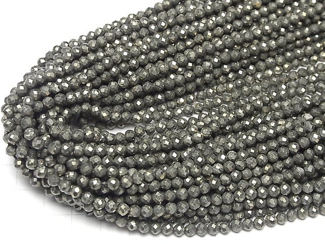 Hochwertig! Pyrit AAA- 32Facettierte Rund 4mm 1Strang Perlen (ca. 15 Zoll / 38 cm)