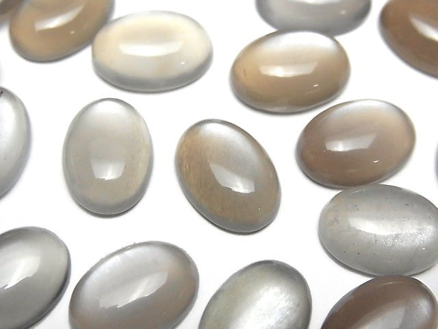 灰棕月光石 AAA 橢圓蛋面 14x10mm 2顆