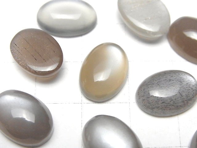 灰棕月光石 AAA 橢圓蛋面 14x10mm 2顆