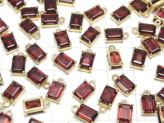 Hochwertiger Mosambikgranat AAA Zargenfassung rechteckig facettiert 7x5mm 18KGP 2 Stück