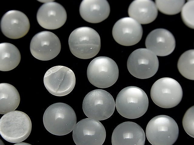 Weißer Mondstein AAA Rund Cabochon 8x8mm 5Stücke