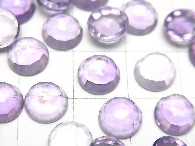 Hochwertiger Amethyst AAA runde Rosenschliff 8x8mm 2 Stück