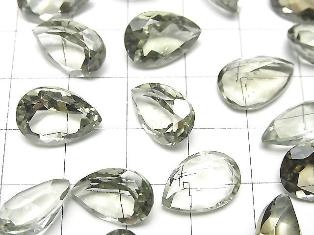 Hochwertiger grüner Amethyst AAA lose Stein Tropfenform facettiert 14x10mm 2 Stück