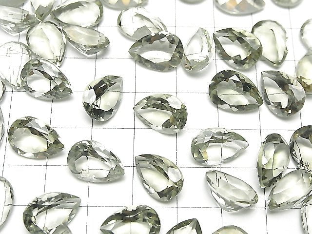 Hochwertiger grüner Amethyst AAA lose Stein Tropfenform facettiert 14x10mm 2 Stück