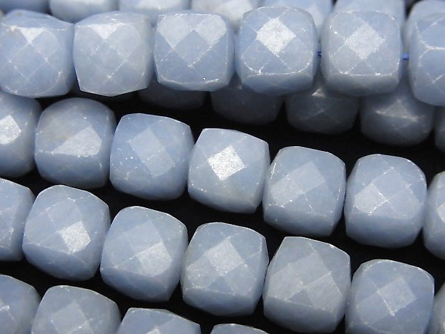 Angelite AA++ Cube Shape 8x8x8mm half or 1strand beads (aprx.14inch / 35cm)