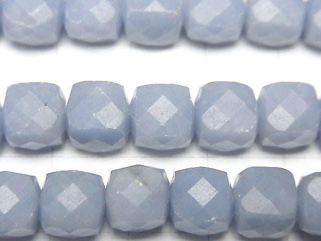 Angelite AA++ Cube Shape 8x8x8mm half or 1strand beads (aprx.14inch / 35cm)