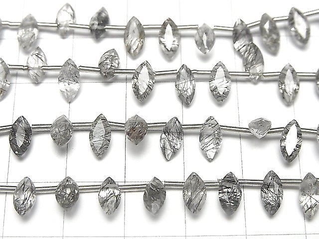 Hochwertiger Turmalinquarz AAA- Marquise Facettiert 8x4mm 1Strang Perlen (13Stück)
