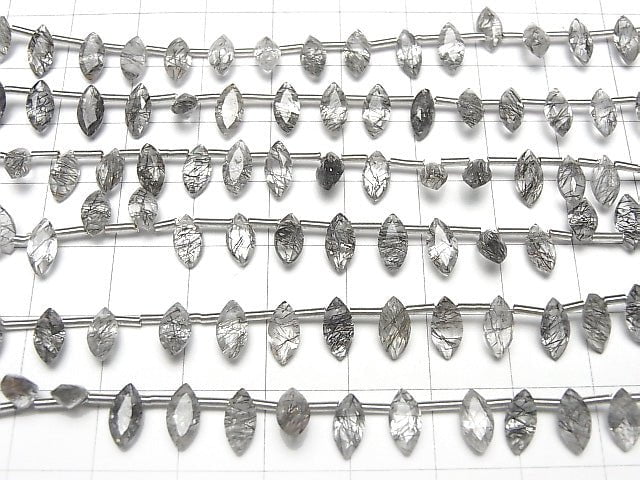 Hochwertiger Turmalinquarz AAA- Marquise Facettiert 8x4mm 1Strang Perlen (13Stück)